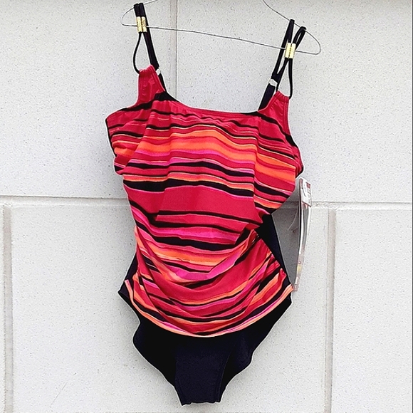 FantaSizer Minimizer Metallic Stripe 1pc  Multicolor MonokinBathing Swimsuit NWT - Picture 2 of 13